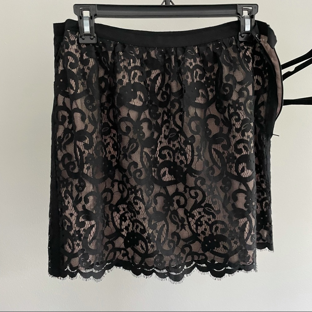 LOFT Black/Nude Lace Miniskirt